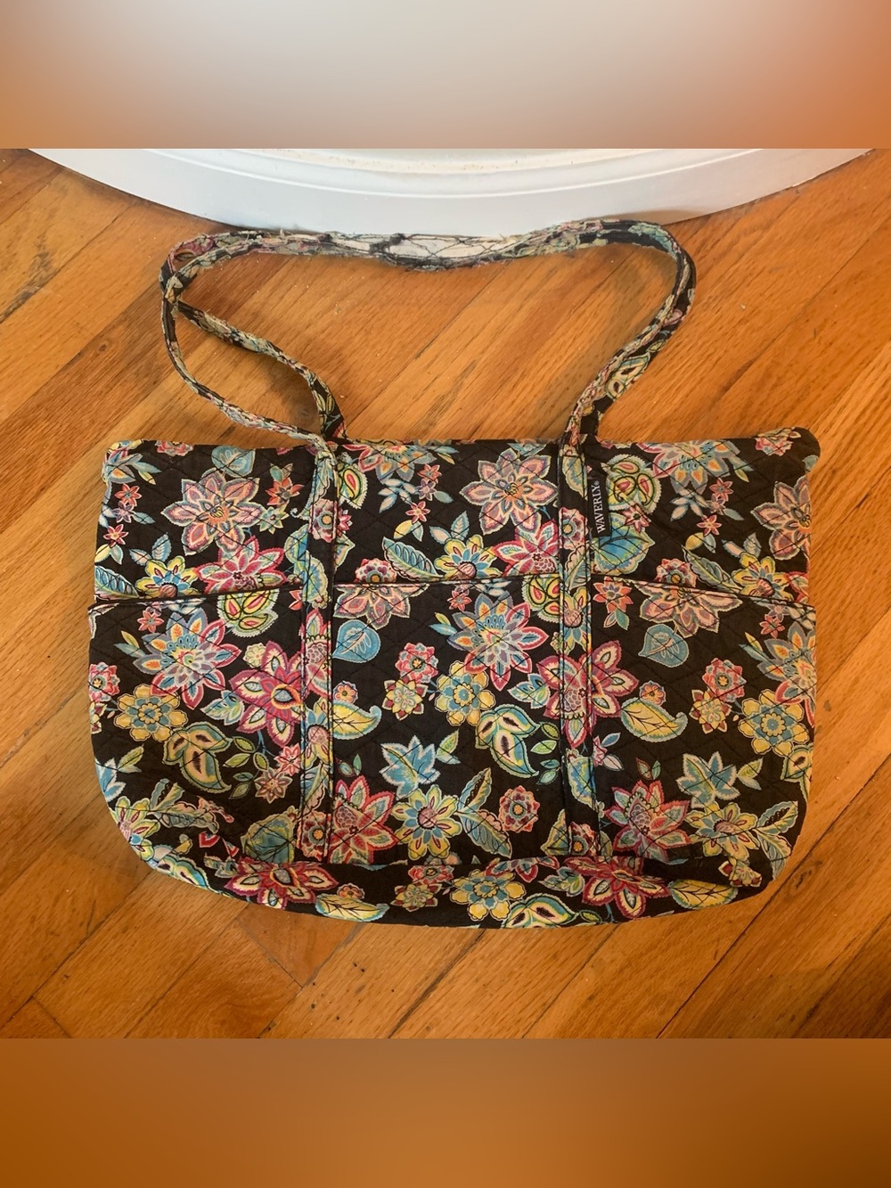 Waverly quilted floral tote bag